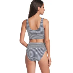 Women's Tugless Midkini Top and High Waisted Bottom Swimsuit Set