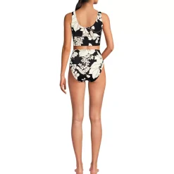 Women's Tugless Midkini Top and High Waisted Bottom Swimsuit Set
