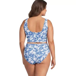 Women's Tugless Midkini Top and High Waisted Bottom Swimsuit Set