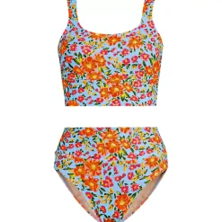 Women's Tugless Midkini Top and High Waisted Bottom Swimsuit Set