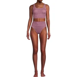 Women's Tugless Midkini Top and High Waisted Bottom Swimsuit Set