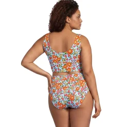 Women's Tugless Midkini Top and High Waisted Bottom Swimsuit Set