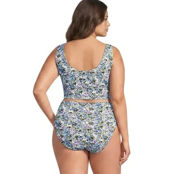 Women's Tugless Midkini Top and High Waisted Bottom Swimsuit Set