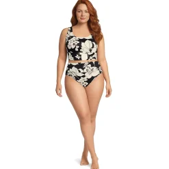 Women's Tugless Midkini Top and High Waisted Bottom Swimsuit Set