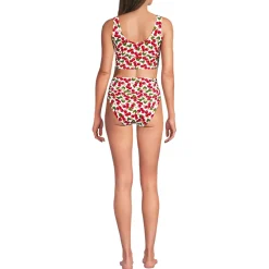 Women's Tugless Midkini Top and High Waisted Bottom Swimsuit Set