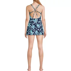Womens Tugless QuickDry Strappy Back Mini Swim Dress