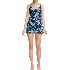 Womens Tugless QuickDry Strappy Back Mini Swim Dress