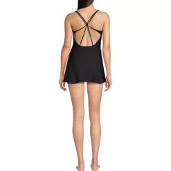 Womens Tugless QuickDry Strappy Back Mini Swim Dress