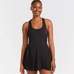 Women's Tugless Racerback Pleated Swim Dress