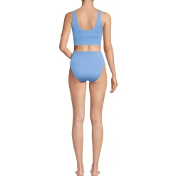 Women's Tugless Ribbed Midkini and High Waisted Bottom Swimsuit Set