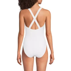 Women's Tugless Ribbed X-Back One Piece Swimsuit