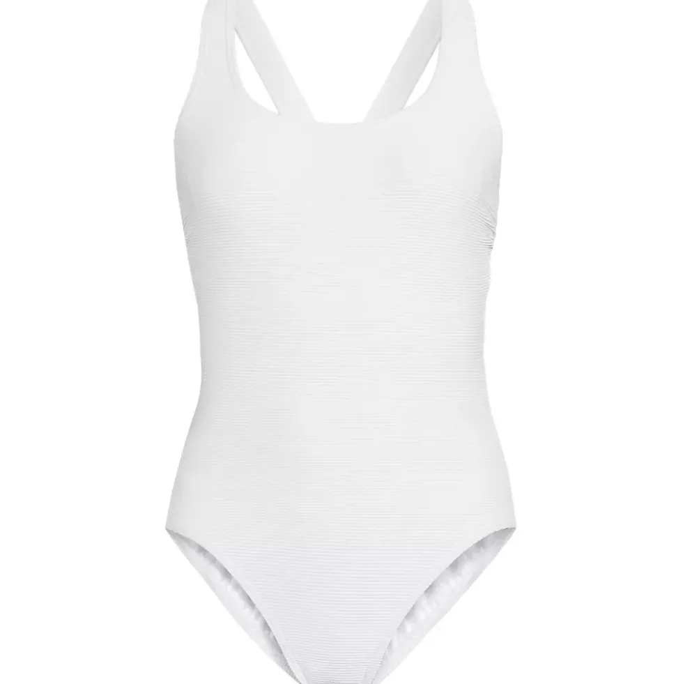 Women's Tugless Ribbed X-Back One Piece Swimsuit