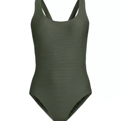 Women's Tugless Ribbed X-Back One Piece Swimsuit