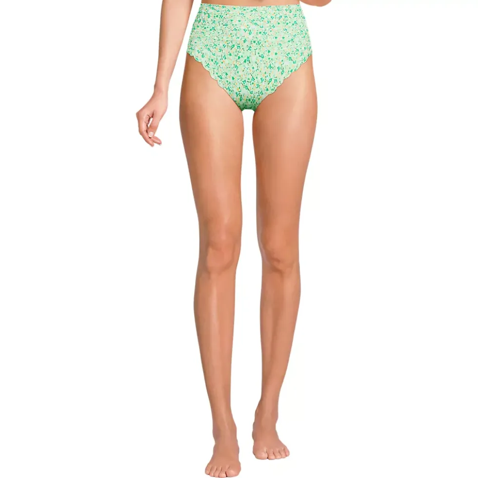 Women's Tugless Scallop High Waisted Bikini Bottoms