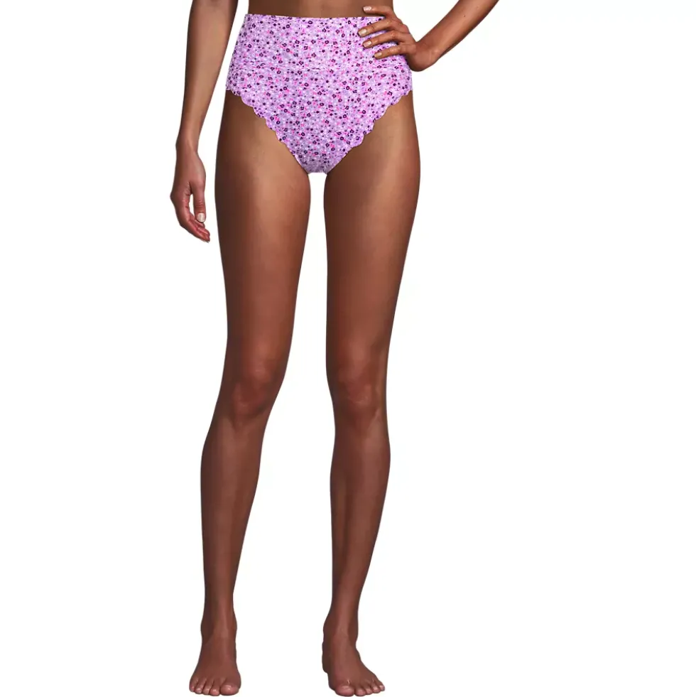 Women's Tugless Scallop High Waisted Bikini Bottoms