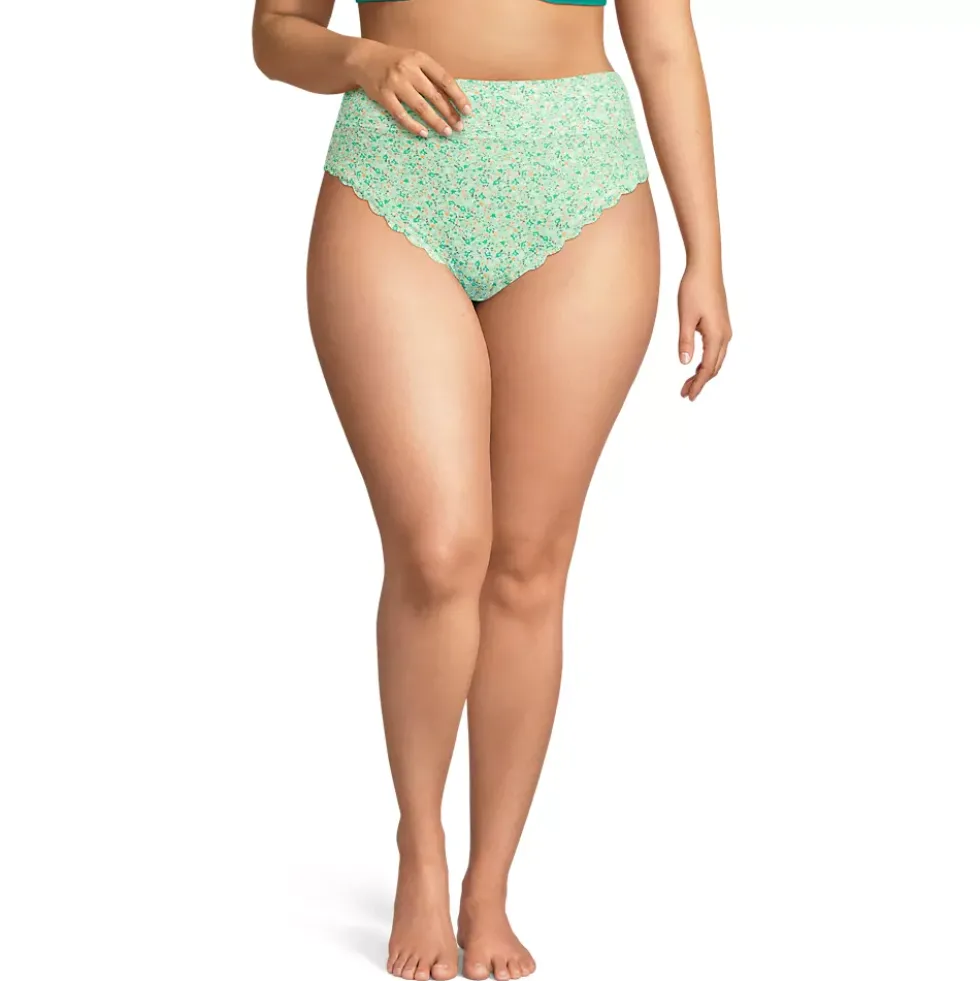 Women's Tugless Scallop High Waisted Bikini Bottoms