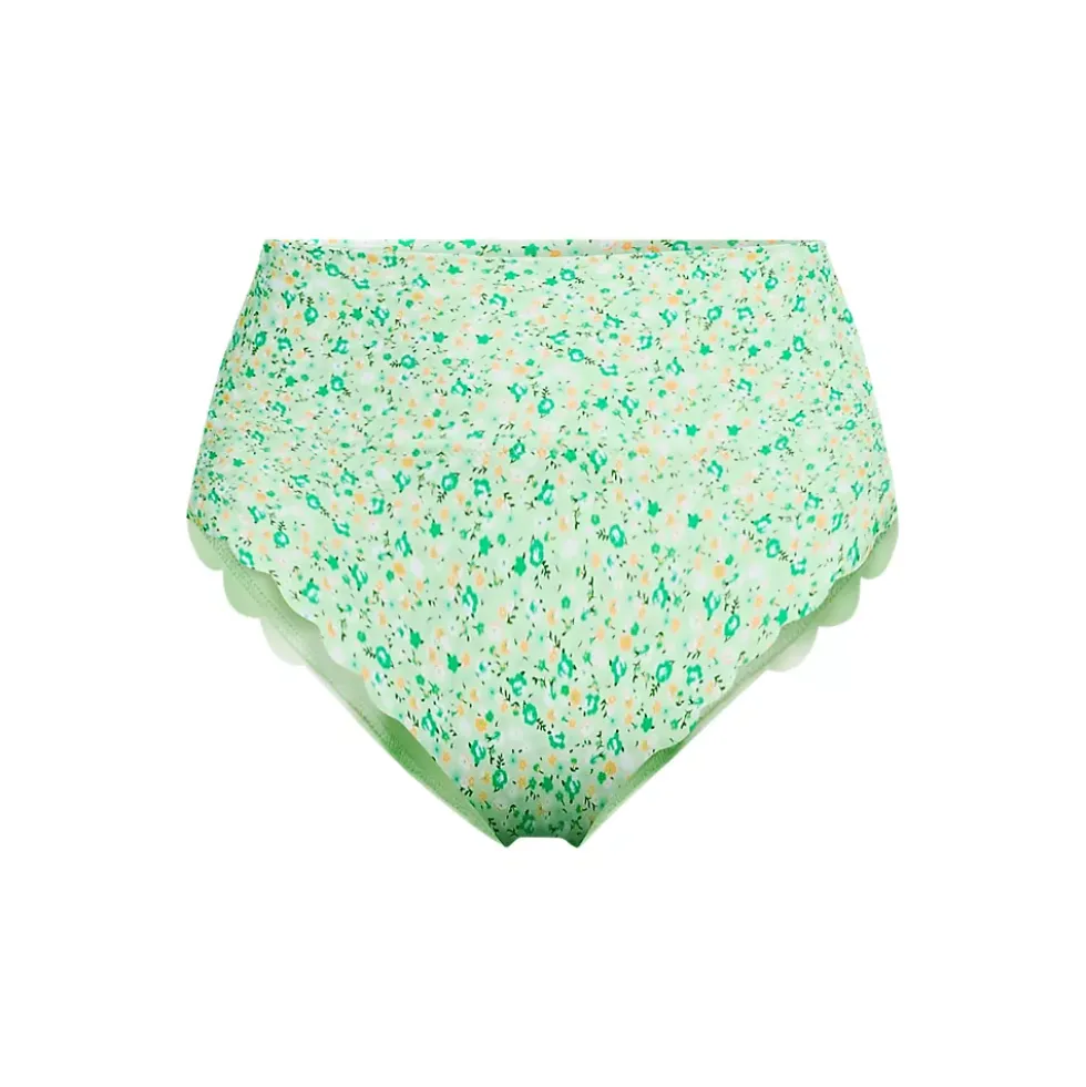 Women's Tugless Scallop High Waisted Bikini Bottoms