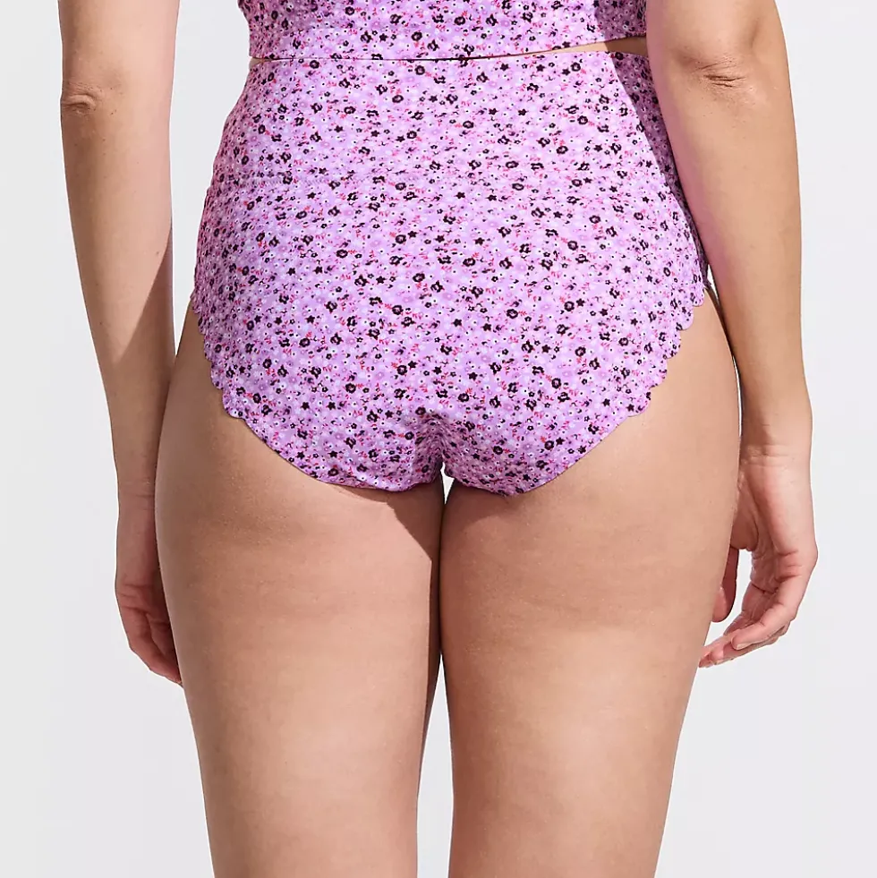 Women's Tugless Scallop High Waisted Bikini Bottoms