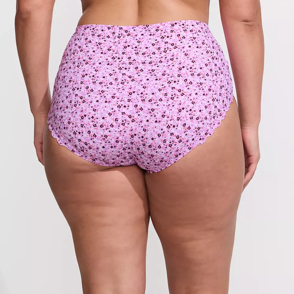Women's Tugless Scallop High Waisted Bikini Bottoms