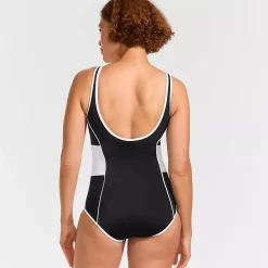 Women's Tugless Scoop Neck Colorblock Low Leg One Piece