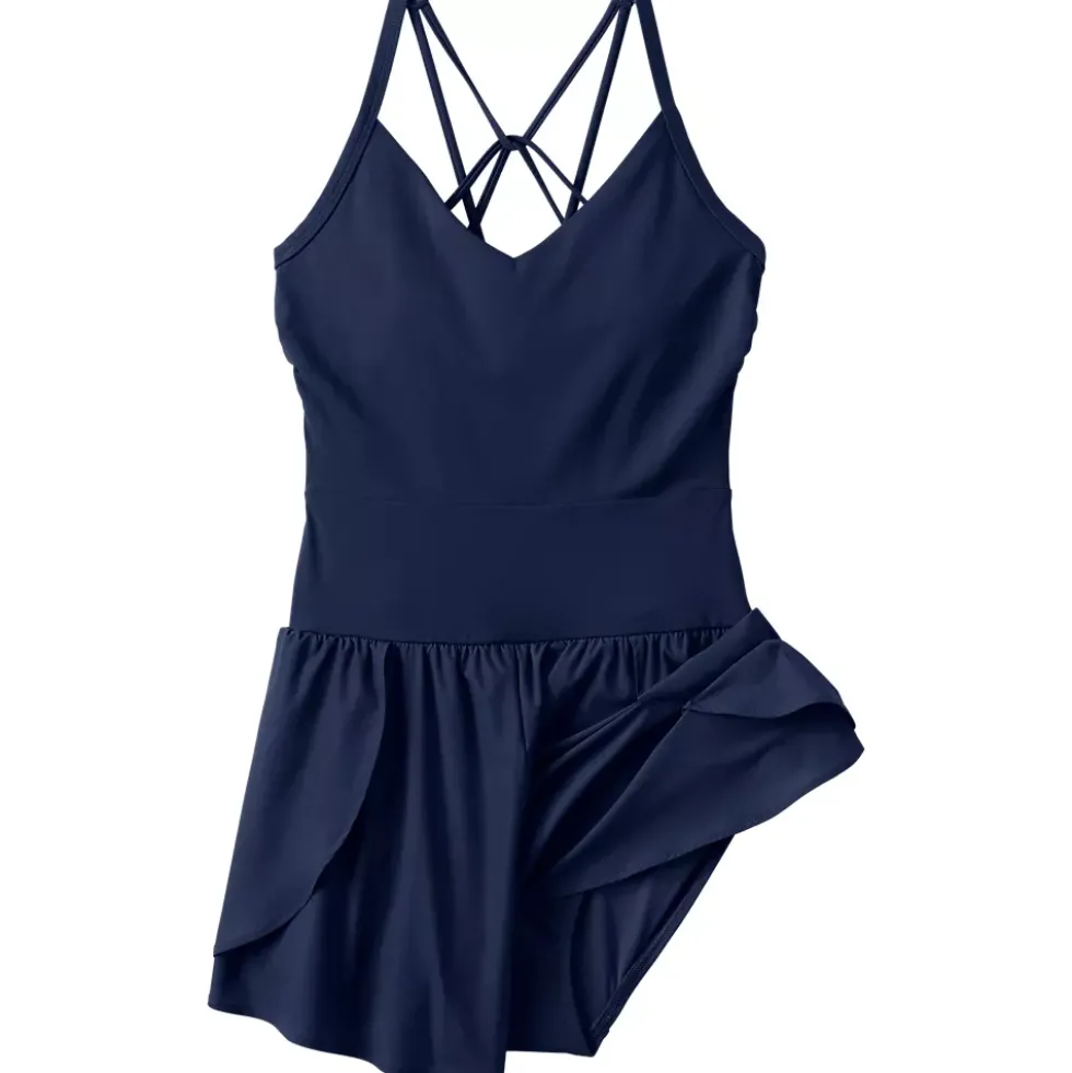Women's Tugless Strappy X-Back Romper Swimsuit