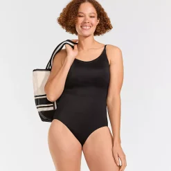 Women's Tugless Thin Strap One Piece Swimsuit