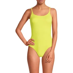 Women's Tugless Thin Strap One Piece Swimsuit