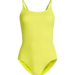 Women's Tugless Thin Strap One Piece Swimsuit