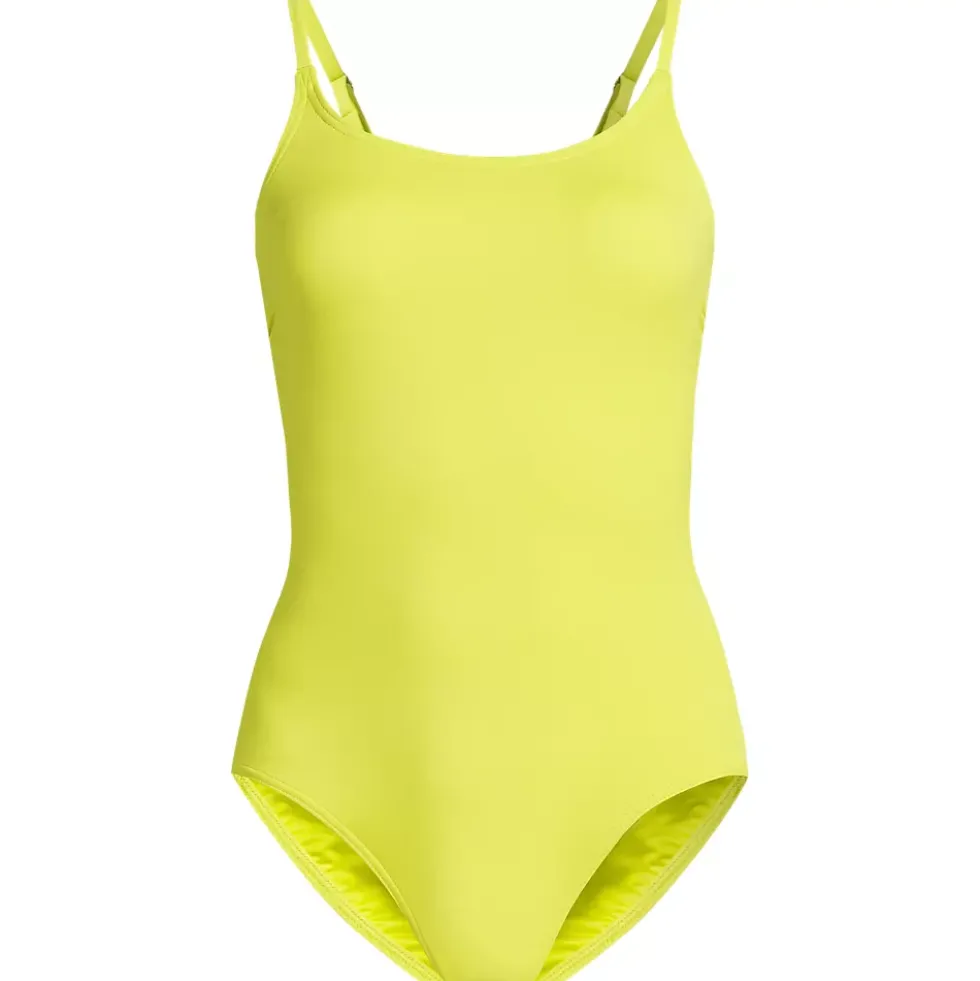 Women's Tugless Thin Strap One Piece Swimsuit