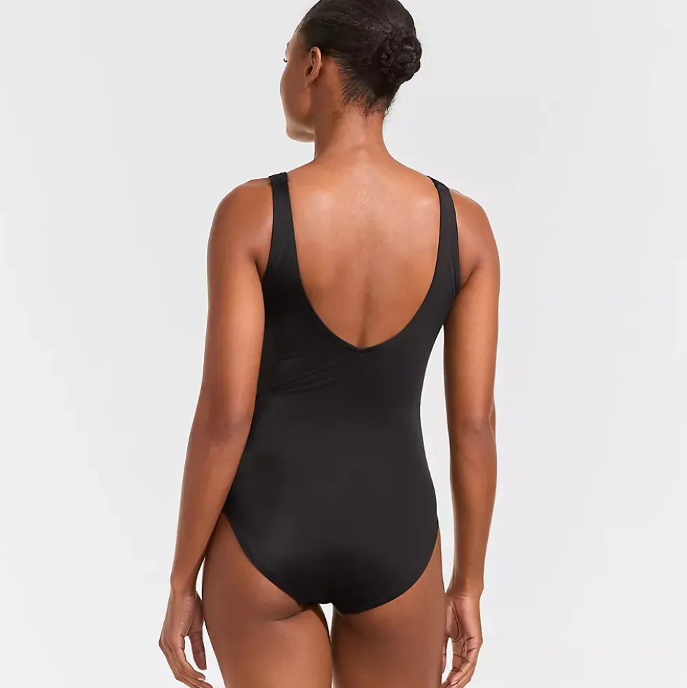 Women's Tugless V-Neck High Leg One Piece Swimsuit