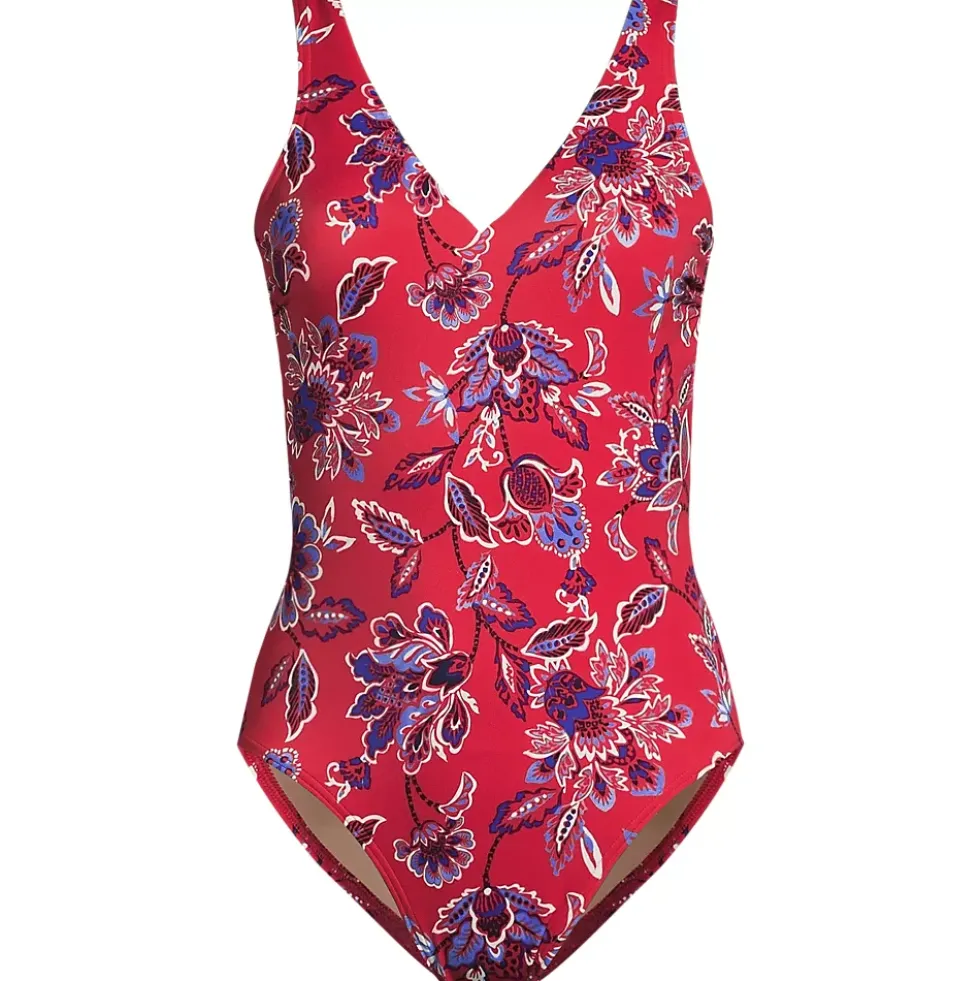 Women's Tugless V-Neck High Leg One Piece Swimsuit