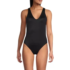 Women's Tugless V-Neck High Leg One Piece Swimsuit