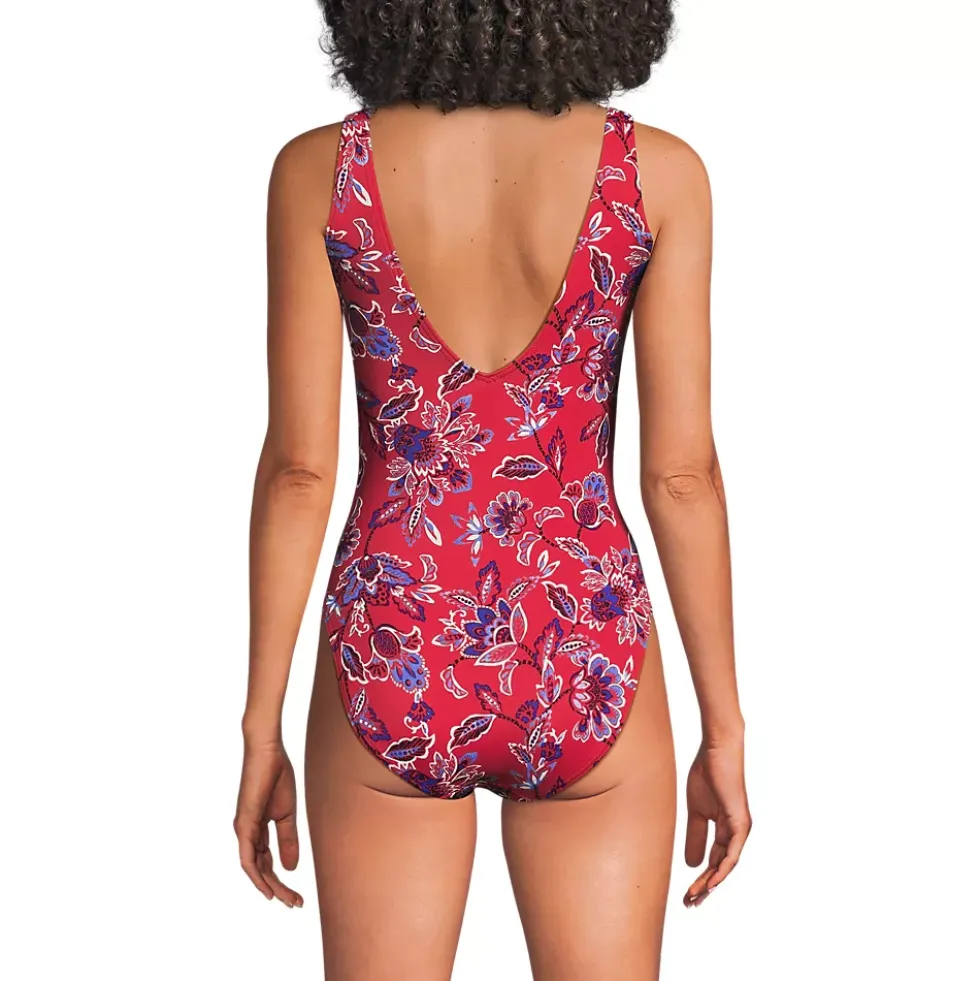 Women's Tugless V-Neck High Leg One Piece Swimsuit