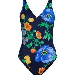 Women's Tugless V-Neck High Leg One Piece Swimsuit