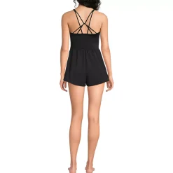 Women's Tugless V-Neck Strappy X-Back Swim Romper