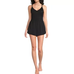Women's Tugless V-Neck Strappy X-Back Swim Romper