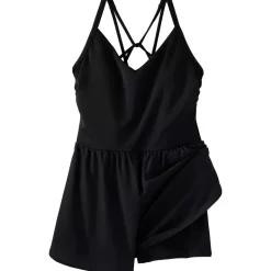 Women's Tugless V-Neck Strappy X-Back Swim Romper