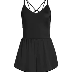 Women's Tugless V-Neck Strappy X-Back Swim Romper