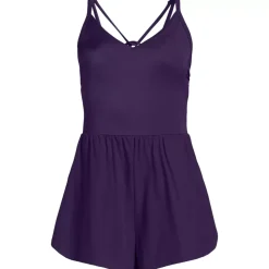 Women's Tugless V-Neck Strappy X-Back Swim Romper
