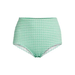 Women's Tummy Control Gingham Tugless High Waisted Bikini Bottoms