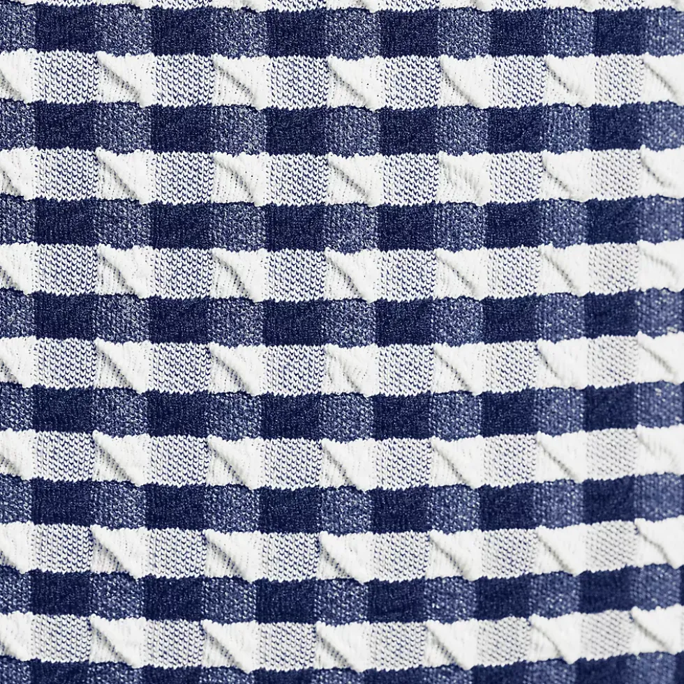 Women's Tummy Control Gingham Tugless High Waisted Bikini Bottoms