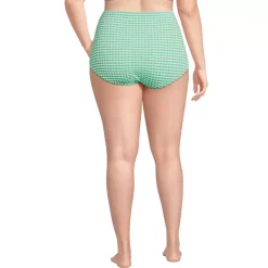 Women's Tummy Control Gingham Tugless High Waisted Bikini Bottoms