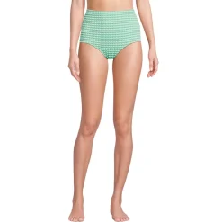 Women's Tummy Control Gingham Tugless High Waisted Bikini Bottoms