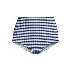 Women's Tummy Control Gingham Tugless High Waisted Bikini Bottoms