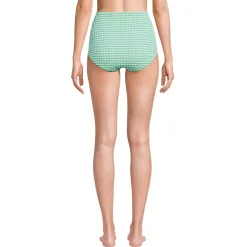 Women's Tummy Control Gingham Tugless High Waisted Bikini Bottoms