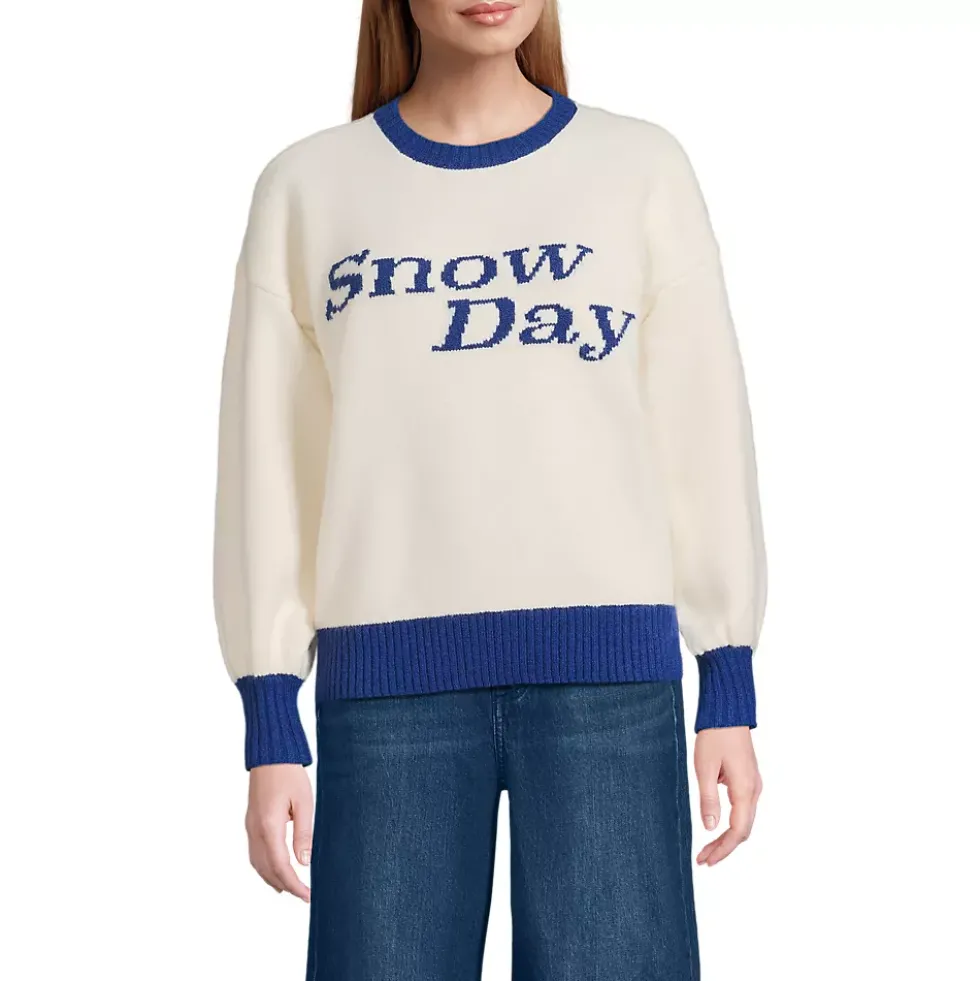 Women's Ultrasoft Placed Jacquard Jersey Crew Neck Sweater