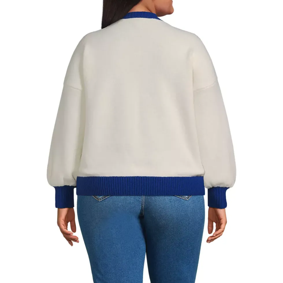 Women's Ultrasoft Placed Jacquard Jersey Crew Neck Sweater