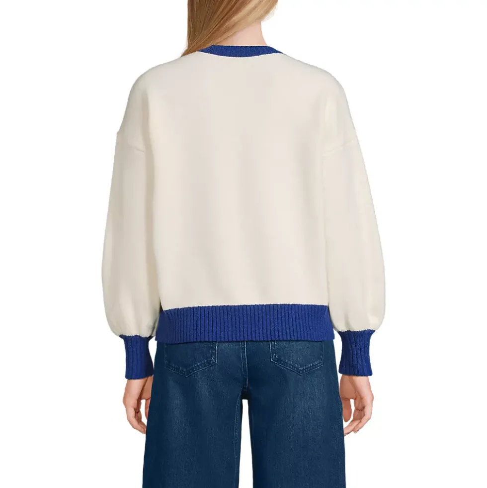 Women's Ultrasoft Placed Jacquard Jersey Crew Neck Sweater