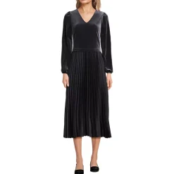 Women's Velvet and Satin Duet Midi Dress