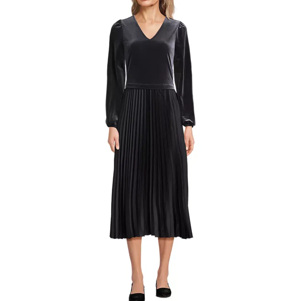 Women's Velvet and Satin Duet Midi Dress